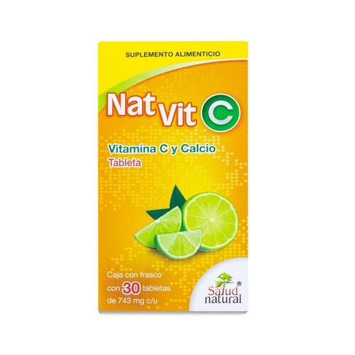Nat Vit Vitamina C Y Calcio Frasco Con 30 Tabs, Salud Natural 