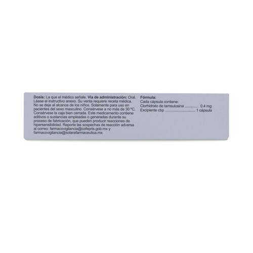 Tamsulosina Amsa 20 Caps 0.4 Mg 