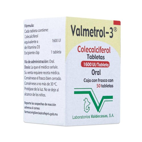 Valmetrol 3 Colecalciferol, 50 Caps 1600 Ul, Valdecasas 