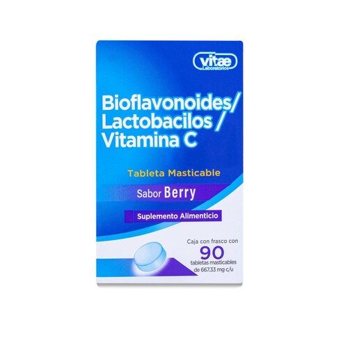 Suplemento vitamínico Vitae Bioflavonoides Lactobacilos Vitamina C Frasco Con 90 Tabs Masticable 