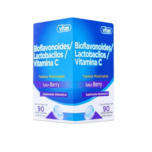 Suplemento vitamínico Vitae Bioflavonoides Lactobacilos Vitamina C Frasco Con 90 Tabs Masticable 