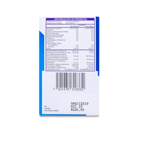 Suplemento vitamínico Vitae Bioflavonoides Lactobacilos Vitamina C Frasco Con 90 Tabs Masticable 
