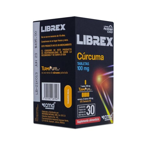 Suplemento alimenticio Cmd Librex Curcuma Turmipure 30 Tab 100 Mg 