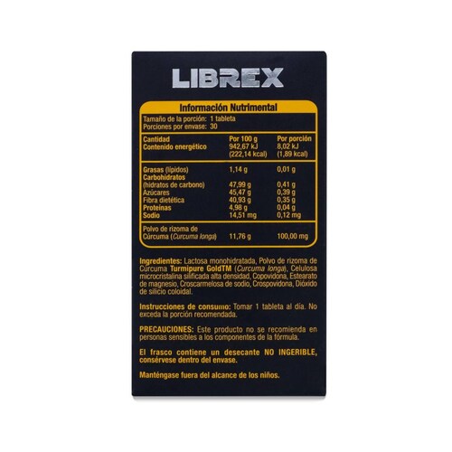 Suplemento alimenticio Cmd Librex Curcuma Turmipure 30 Tab 100 Mg 