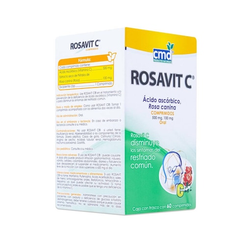 Rosavit C Acido Ascorbico, Rosa Canina Frasco Con 60 Comprimidos, Cmd 