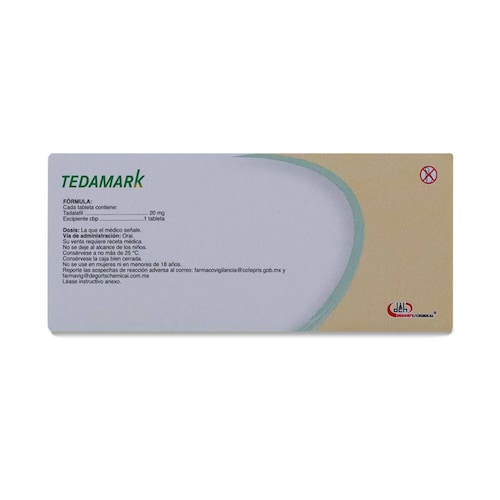 Tedamark Tadalafil, Caja Con 4 Tabletas De 20 Mg, Degorts Chemical 