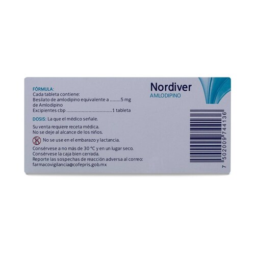 Nordiver Amlodipino, Caja Con 10 Tabletas, Maver 