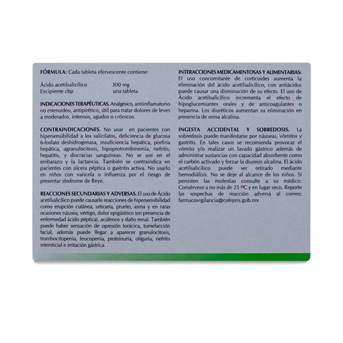 Acido Acetilsalicilico 20 Tabs Eferv 300Mg Amsa 