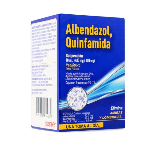 Albendazol, Quinfamida Suspension 10 Ml Pediatrico Sanfer 