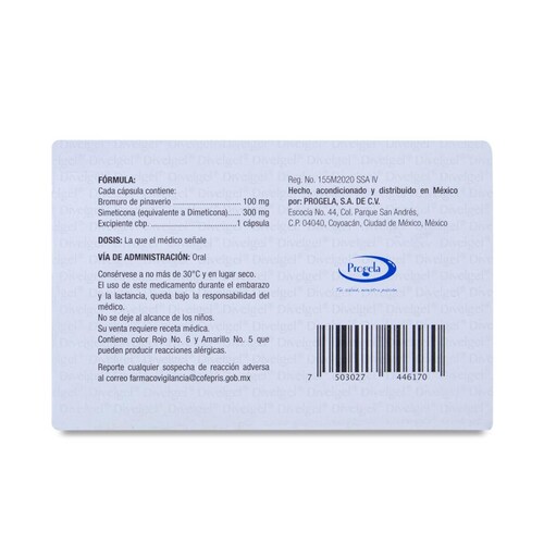 Divelgel Bromuro De Pinaverio, Dimeticona Caja Con 16 Caps 100 Mg / 300 Mg 
