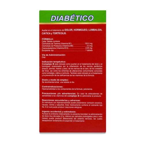 Complejo B Diabetico, Caja Con 30 Capsulas, Avivia 