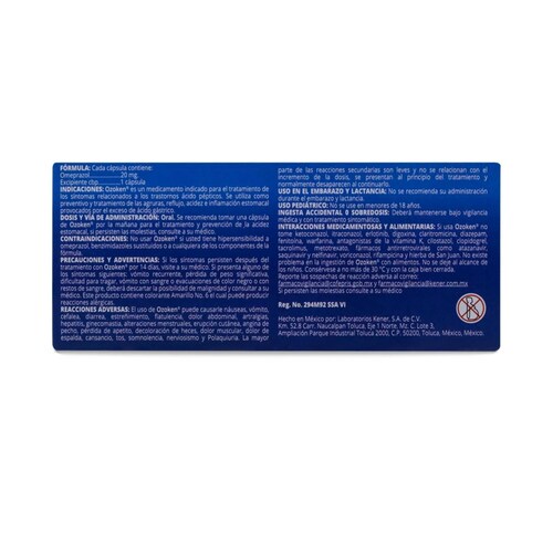 Ozoken Omeprazol, Caja Con 14 Capsulas, Kener 