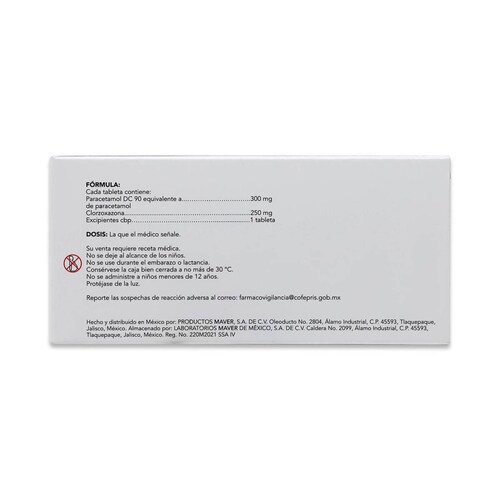 Paracetamol Clorzoxazona Medigen 30 Tabletas 