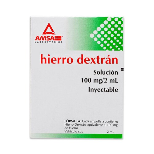 Hierro Amsa Hierro Dextran Caja Con 3 Ampolletas De 2 Ml 