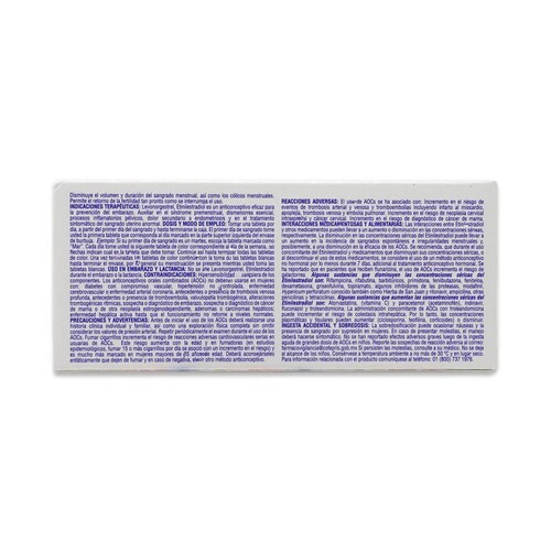 Anticonceptivo Perrigo Levonorgestrel Etinilestradiol Caja Con 28 Tabletas 