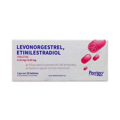Anticonceptivo Perrigo Levonorgestrel Etinilestradiol Caja Con 28 Tabletas 