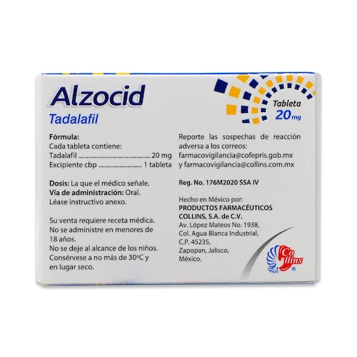 Tadalafil Collins Alzocid Caja Con 4 Tabs De 20 Mg 