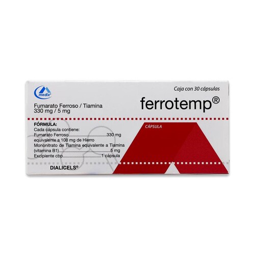 Vitamina B1 Ferrotemp  Medix Caja Con 30 Capsulas 330 Mg / 5 Mg 