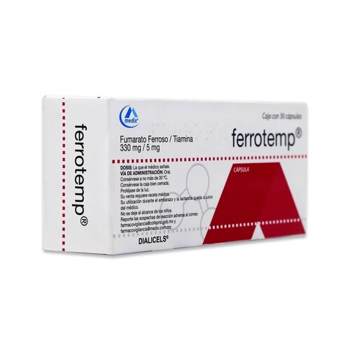 Vitamina B1 Ferrotemp Medix Caja Con 30 Capsulas 330 Mg 5 Mg