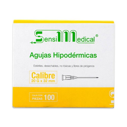 Agujas SensiMedical Hipodermicas Esteril Desechable 20G X 32 Mm Cont 100 