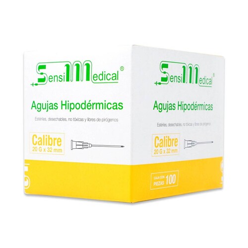 Agujas SensiMedical Hipodermicas Esteril Desechable 20G X 32 Mm Cont 100 