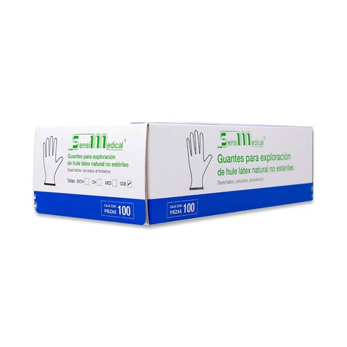 Guante SensiMedical Para Exploracion De Hule Latex Natural Grande Cont 100 Pzas 