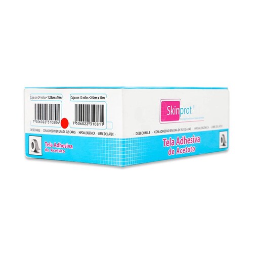 Tela Adhesiva De Acetato Skinprot 1.25Cm X 10M Cont 24 Rollos 