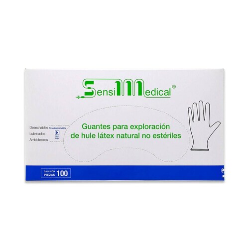 Guante Para Exploracion Sensil medical De Hule Latex Natural No Esteril Mediano Cont 100 Pzas 