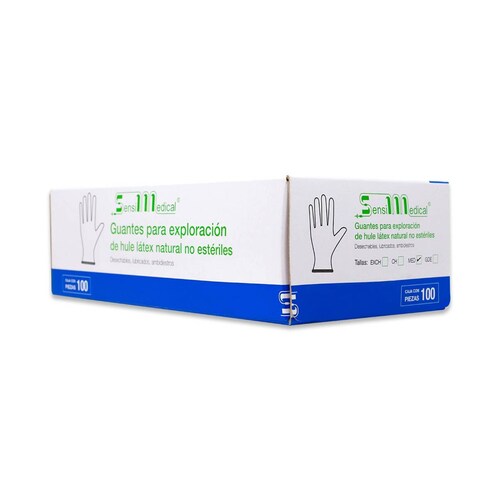 Guante Para Exploracion Sensil medical De Hule Latex Natural No Esteril Mediano Cont 100 Pzas 