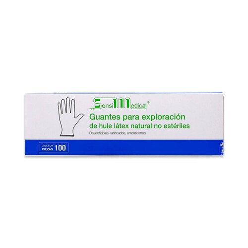Guante Para Exploracion Sensil medical De Hule Latex Natural No Esteril Mediano Cont 100 Pzas 