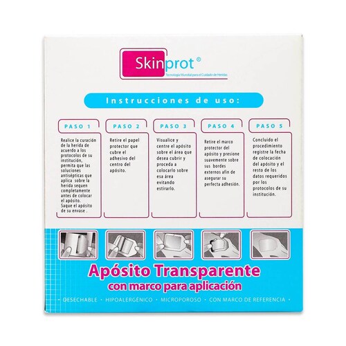 Apósito Skinprot Transparente Con Marco Para Aplicación 50 Piezas 6 Cm X 7 Cm 