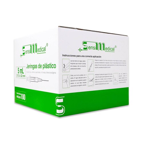 Jeringas  Sensilmedical De Plástico Hipodérmicas 5 Ml 21 G X 32 Mm Caja Con 100 Piezas 