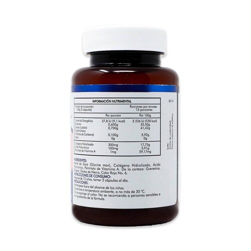 Yuvigen Naturex Acido Hialuronico Con Vitamina A Y Colageno Frasco Con 30 Cápsulas De 845 Mg C/U 
