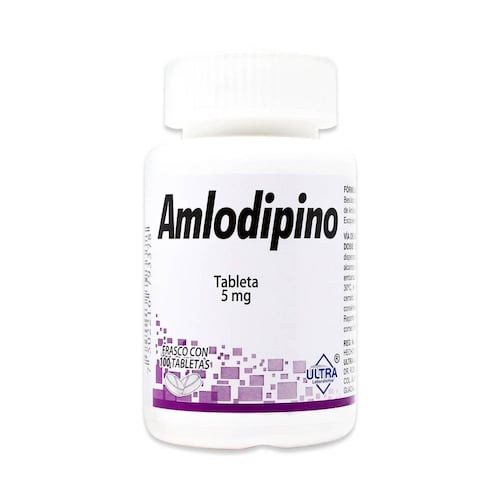 Amlodipino Ultra Frasco Con 100 Tabletas 5 Mg 