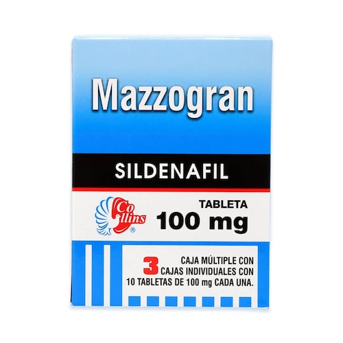 Sildenafil Mazzogran Collins Caja Múltiple Con 3 Cajas Individuales Con 10 Tabletas De 100 Mg C/U 