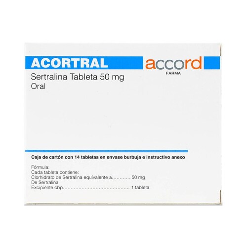 Acortral Sertralina, 14 Tatbletas 50 mg, Accord 