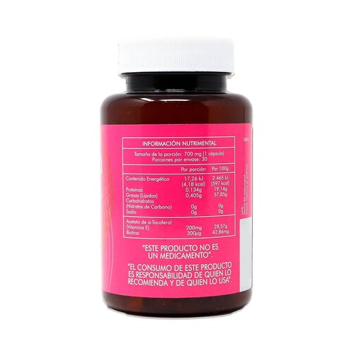 Suplemento Naturex Biotina Con Vitamina E  Y Aceite De Germen  De Trigo, 30 Capsulas 700 Mg C/u 
