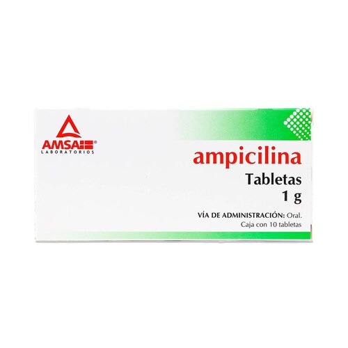 Medicamento Amsa Ampicilina, 10 Tabletas 1 G 