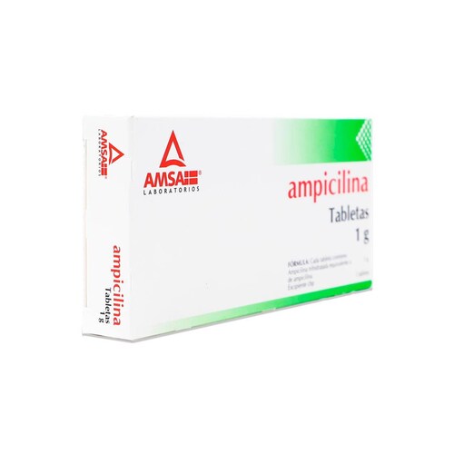 Medicamento Amsa Ampicilina, 10 Tabletas 1 G 