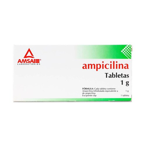 Medicamento Amsa Ampicilina, 10 Tabletas 1 G 
