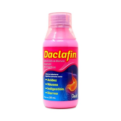 Medicamento  Daclaf Daclafin Subsalicilato De Bismuto, Suspensión 262.5 Mg / 15 Ml, Frasco Con 120 Ml 