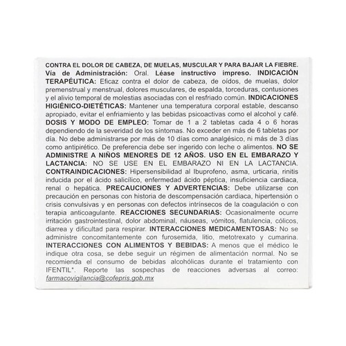 Medicamento Biomep Ifentil Ibuprofeno, 10 Tabletas 200 Mg 