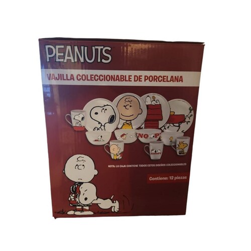 Vajilla Porcelana Snoopy Charlie Brown Peanuts 12 Piezas