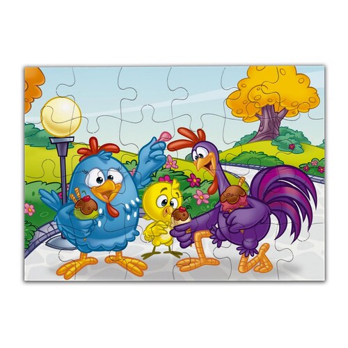 Rompecabezas 2 en 1 Gallina Pintadita Parque 12 y 24 Piezas .