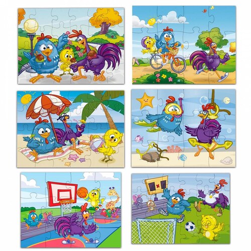 Rompecabezas 2 en 1 Gallina Pintadita Parque 12 y 24 Piezas .