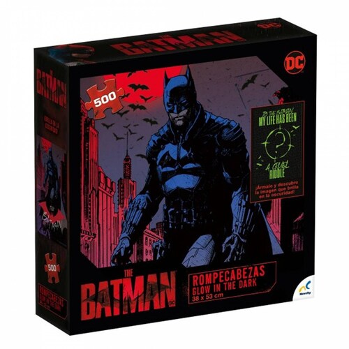 Rompecabezas Batman Brilla En La Oscuridad Pattinson 500 Pz .