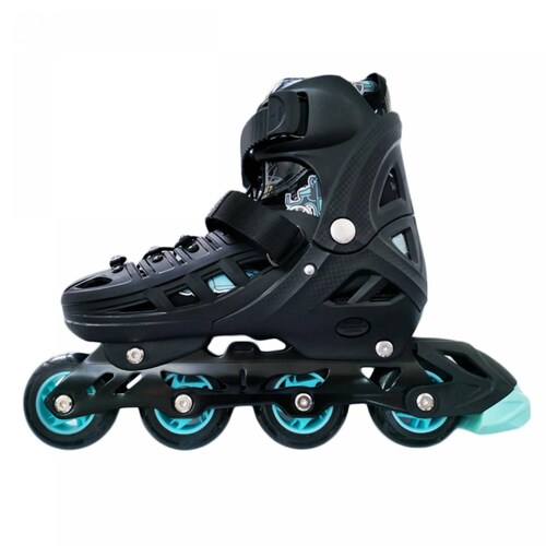 Patines Fitness Uso Urbano En Linea Ajustables Negro y Azul