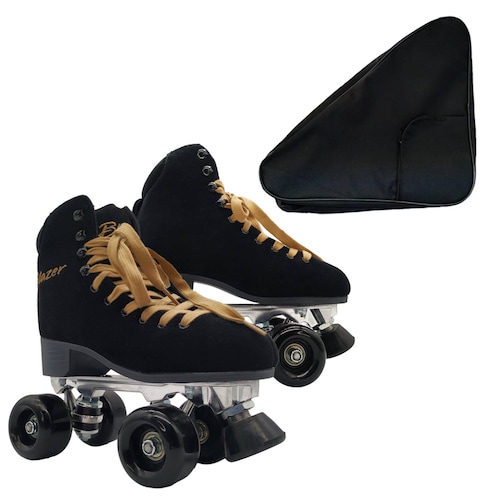 Patines Clásicos Negro de Gamuza Riel de Aluminio con Mochila