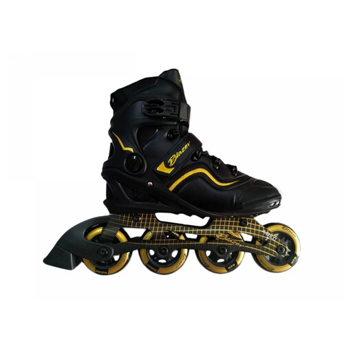 Patines Fitness Profesional Negro y Dorado con Mochila