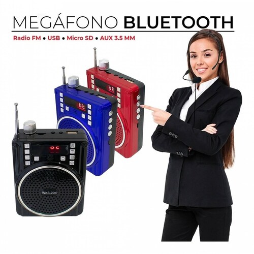 Megáfono Buytiti WKS-204, Bluetooth, recargable con entrada auxiliar